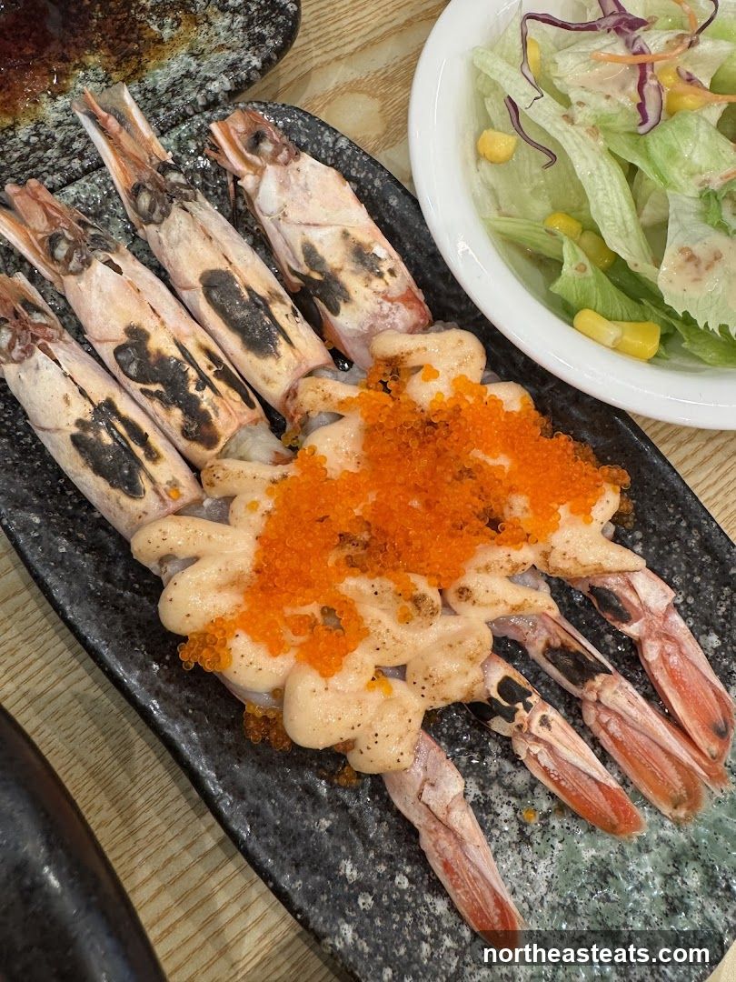Grilled Shrimp with Roe and Salad