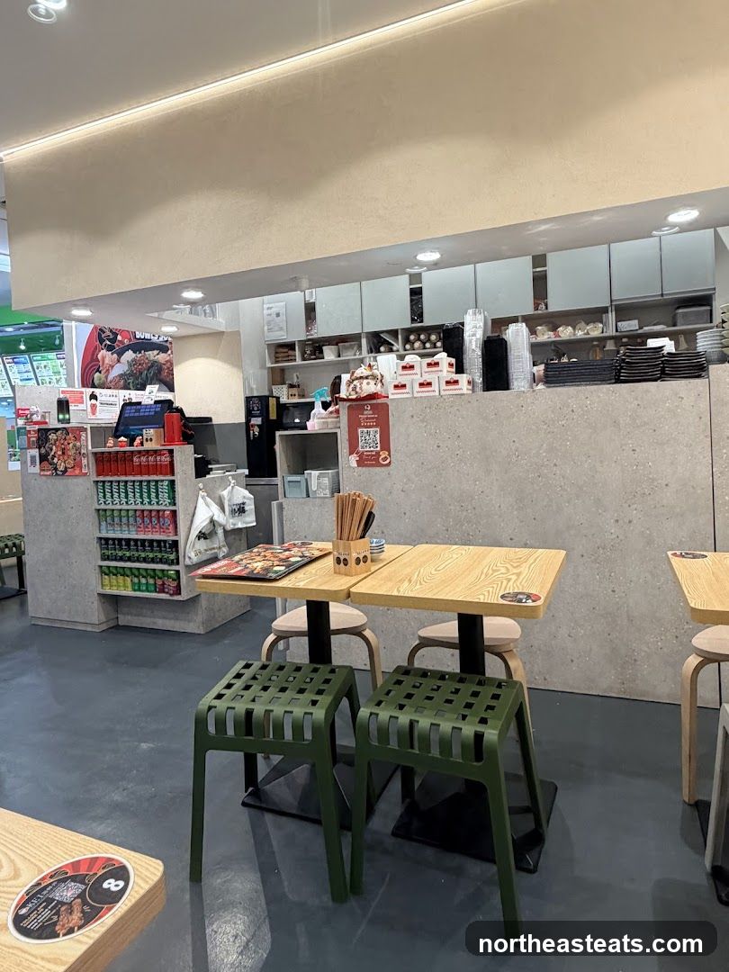 Restaurant Interior with Tables and Counter