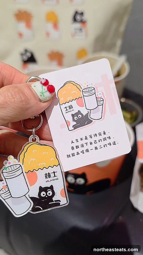 Keychain and Card with Cat Illustration