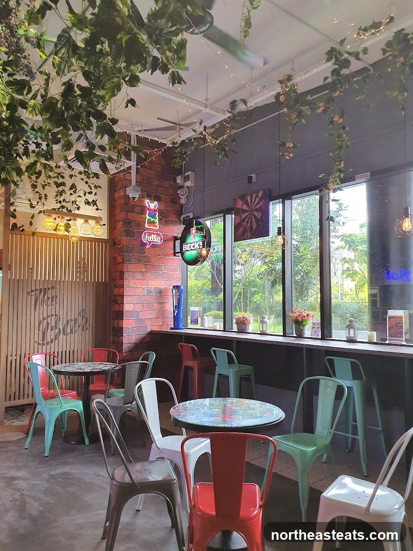 Bar Interior with Colorful Seating