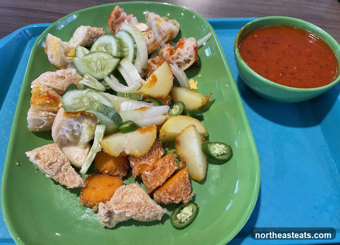 Plate of Food with Dipping Sauce