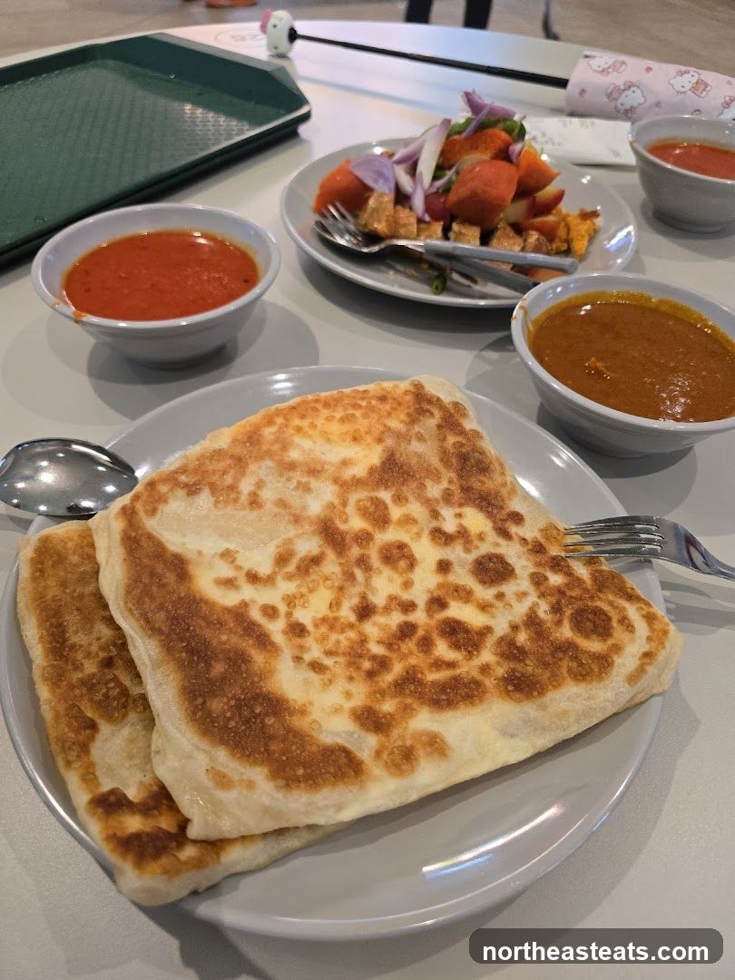 Roti Prata with Curry and Salad