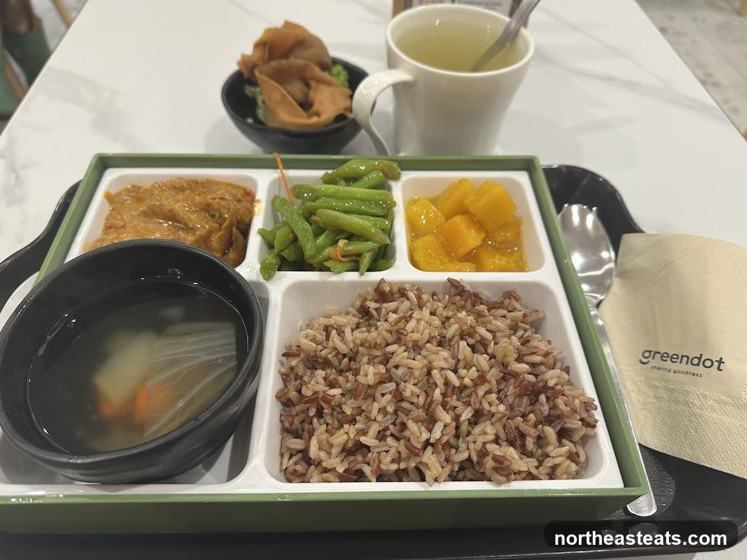 Meal Tray with Rice, Vegetables, and Soup