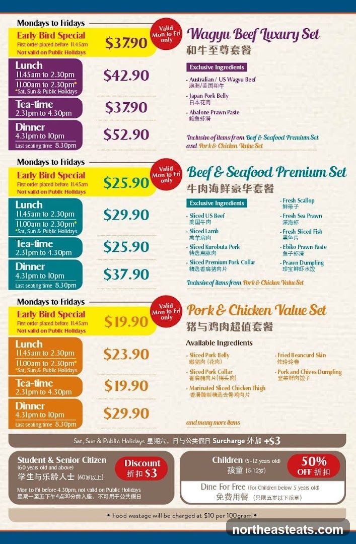 Wagyu Beef Luxury Set, Beef & Seafood Premium Set, Pork & Chicken Value Set Menu