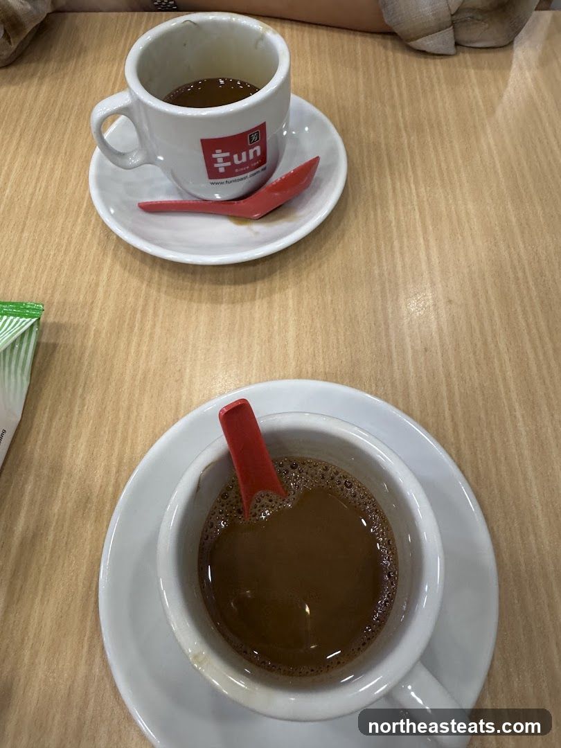 Two cups of coffee on a table