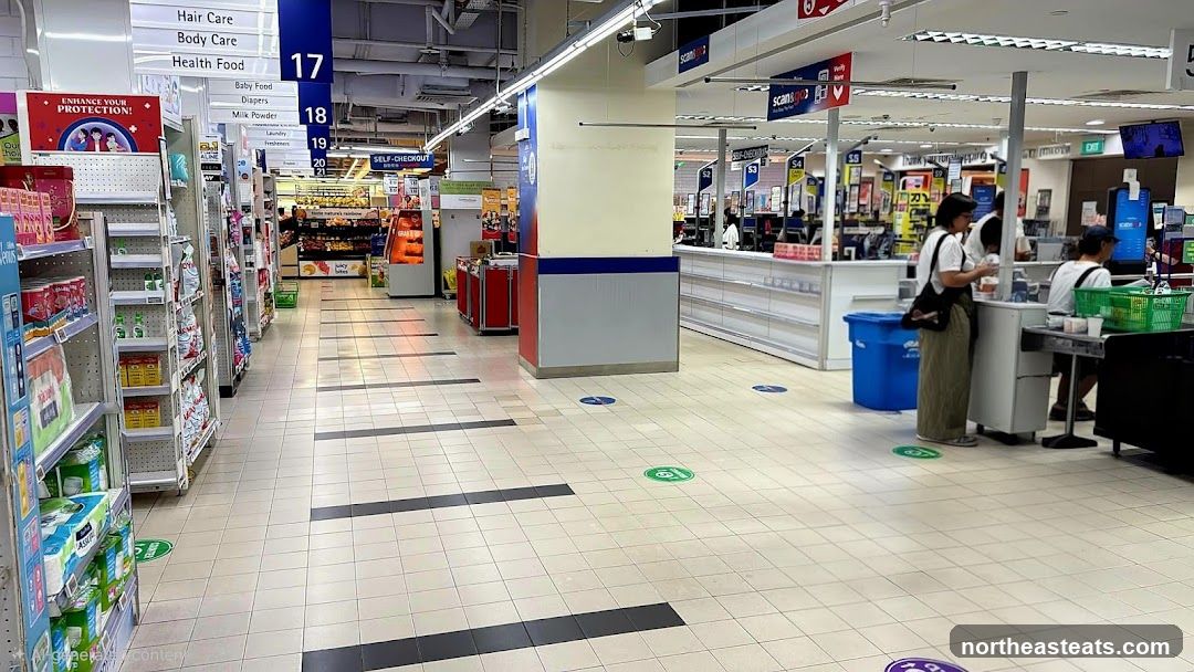 Supermarket Aisles and Checkout Area