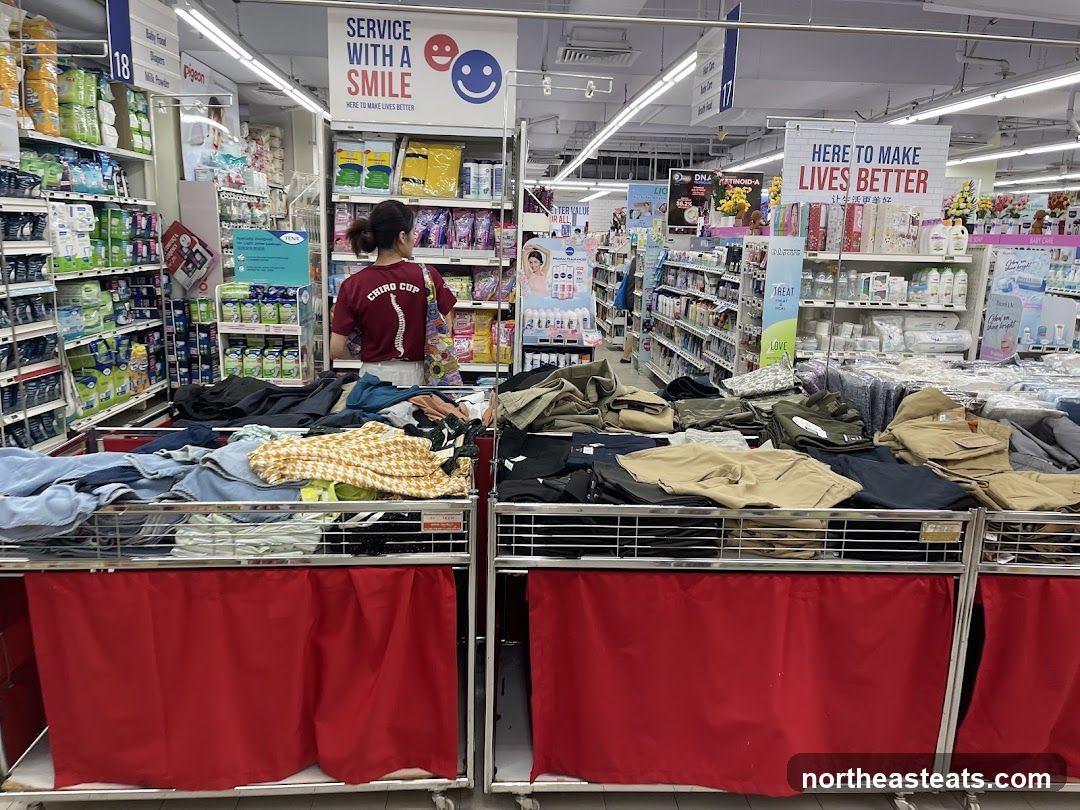 Supermarket Aisles with Clothing Display