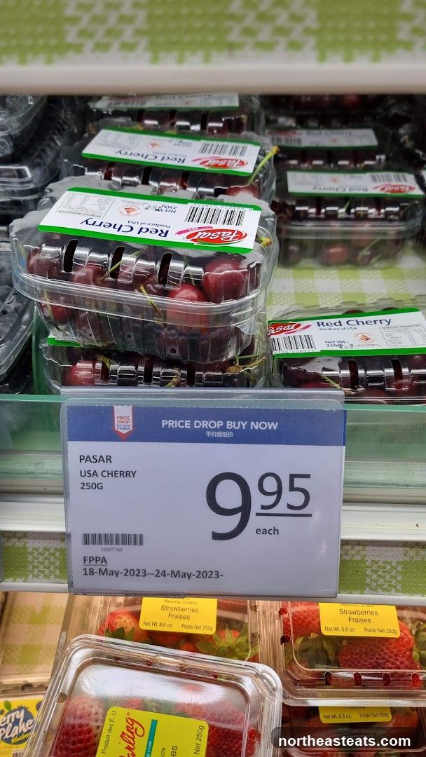 Cherries and Strawberries on Display