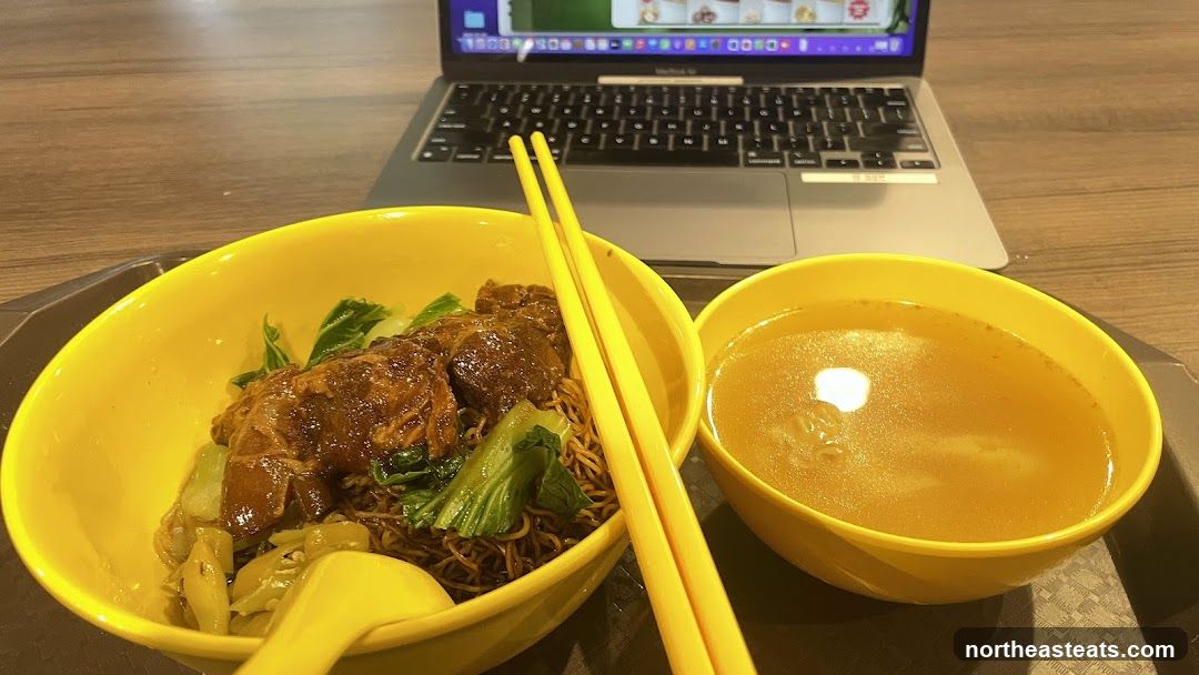 Noodles and Soup with Laptop