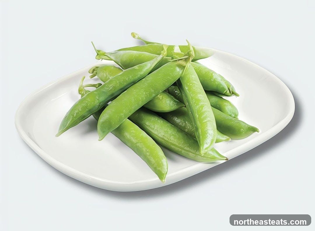 Fresh Snow Peas on a Plate