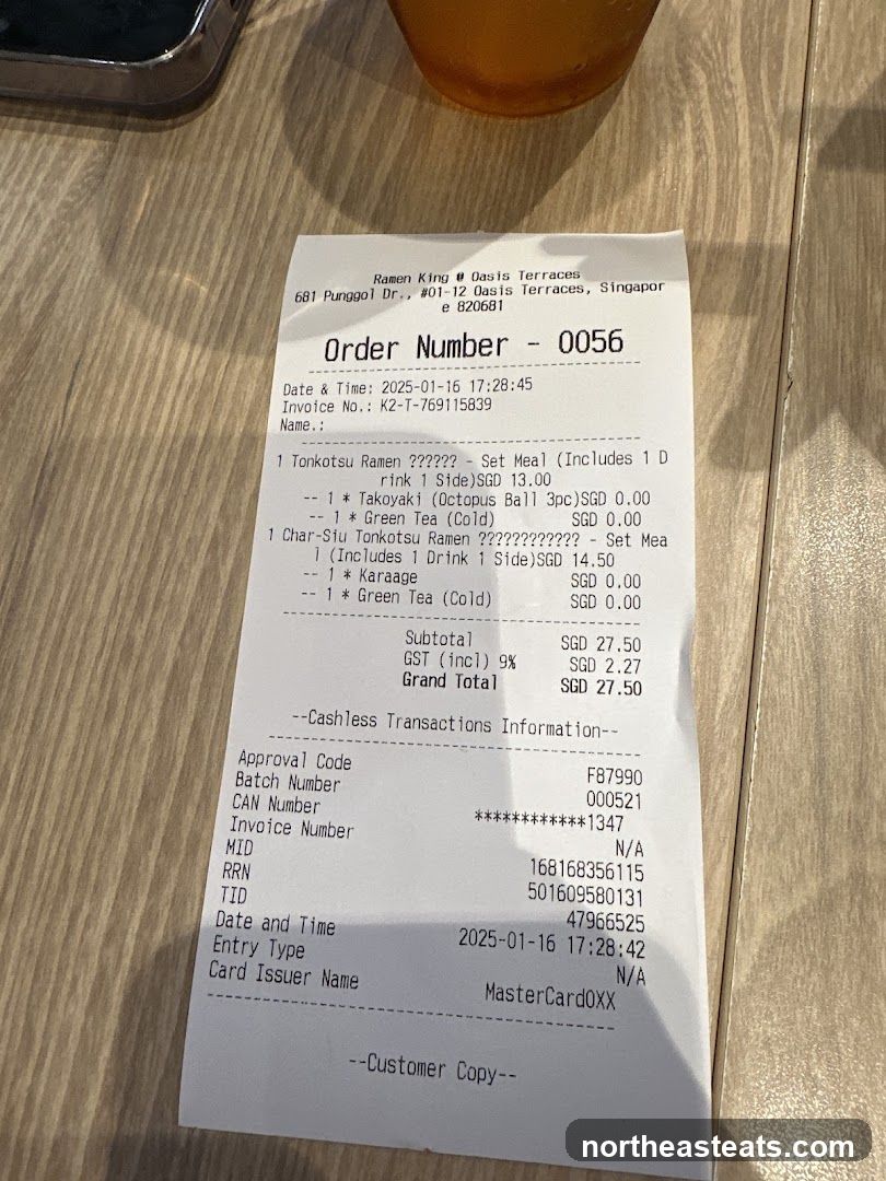 Ramen King Receipt