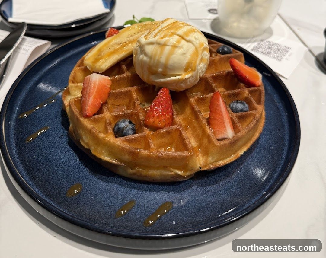 Waffle with Ice Cream and Berries