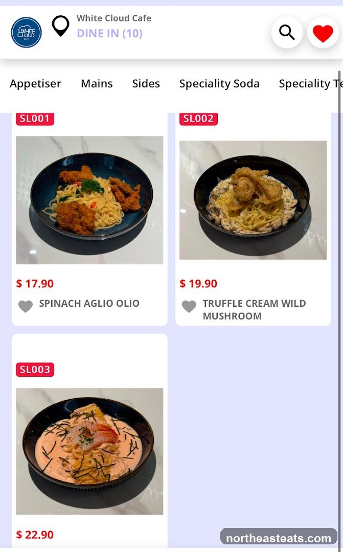 White Cloud Cafe Menu