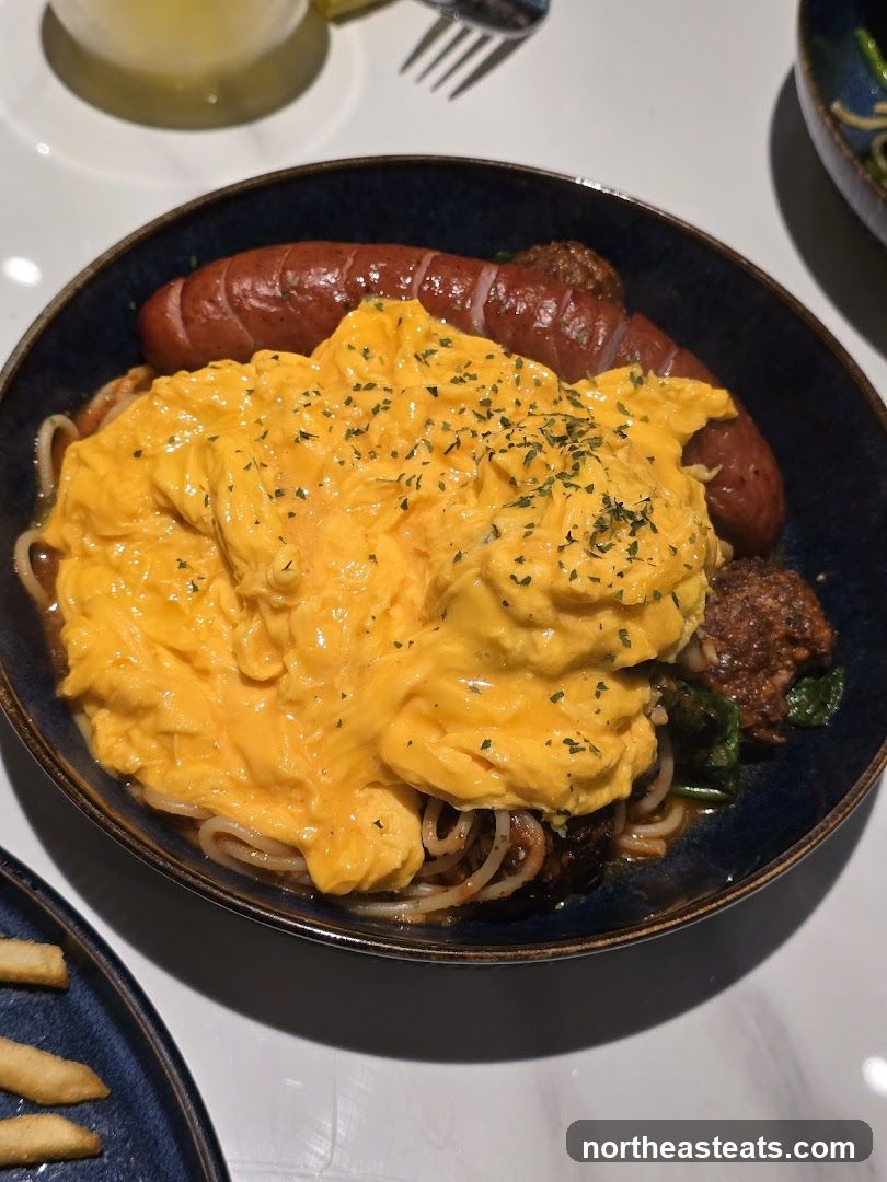Scrambled Eggs and Sausage Pasta