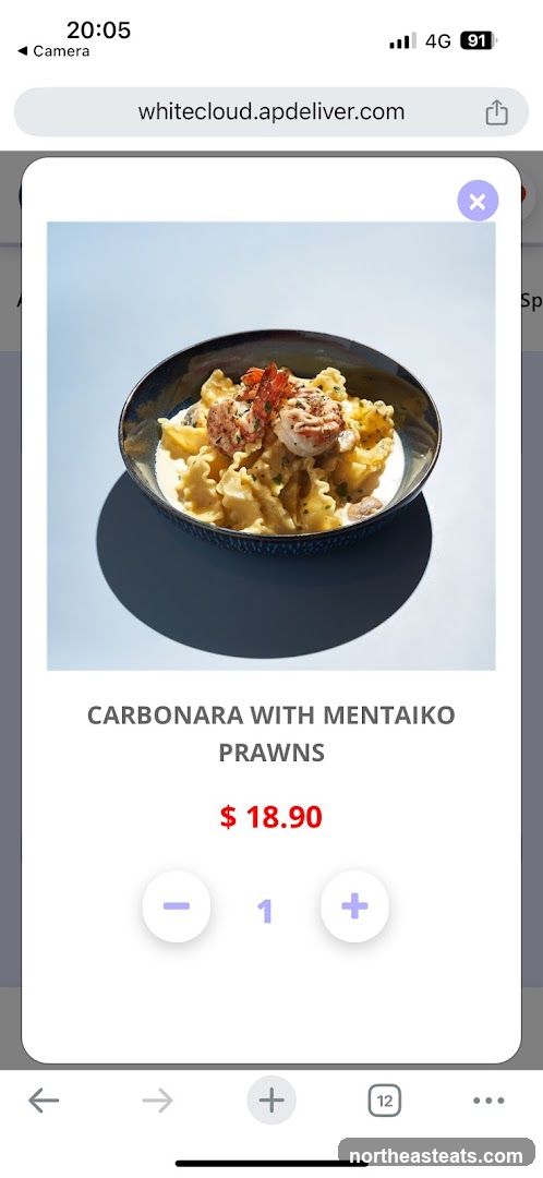 Carbonara with Mentaiko Prawns