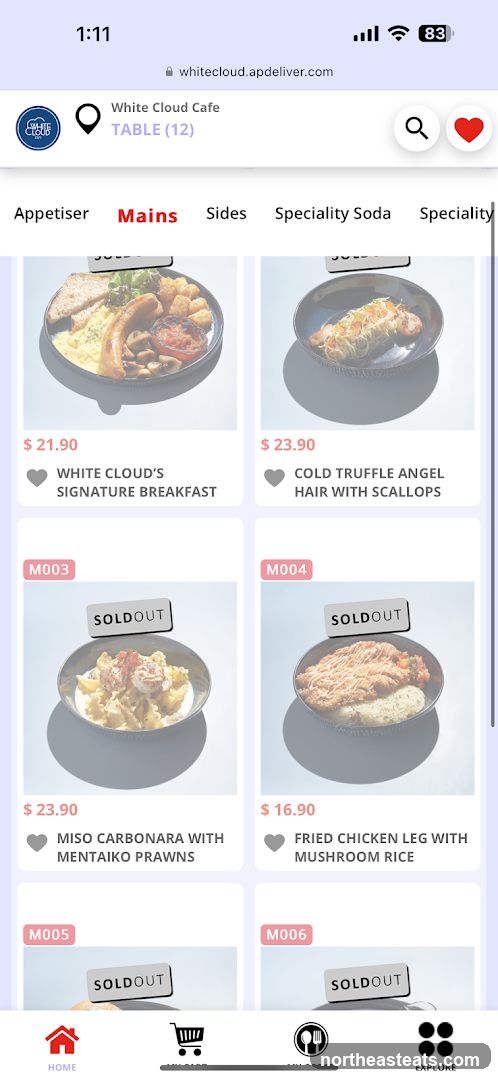 White Cloud Cafe Mains