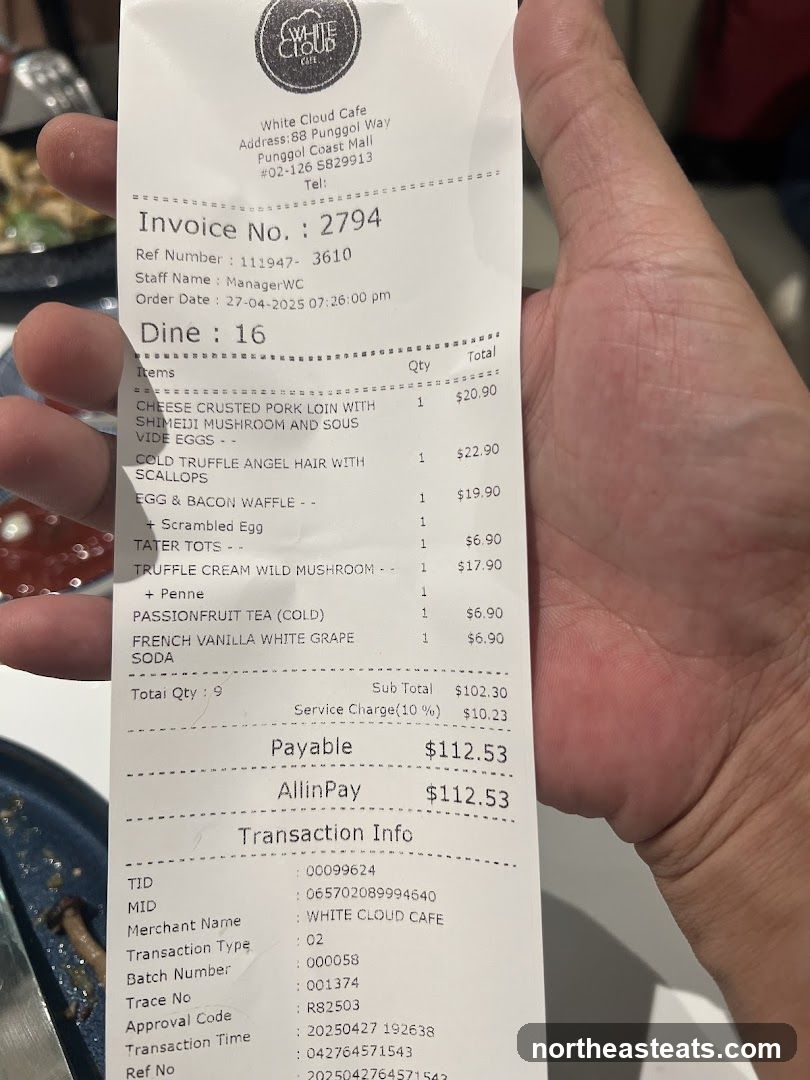 Invoice from White Cloud Cafe
