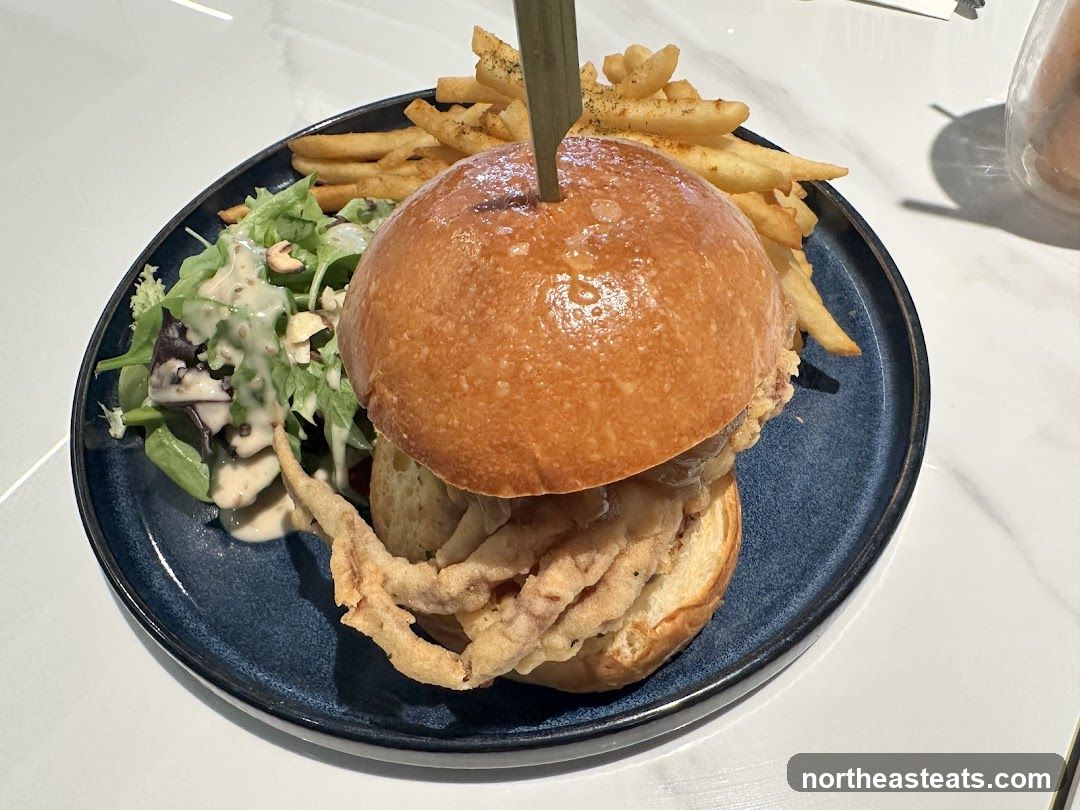 Soft Shell Crab Burger with Fries and Salad