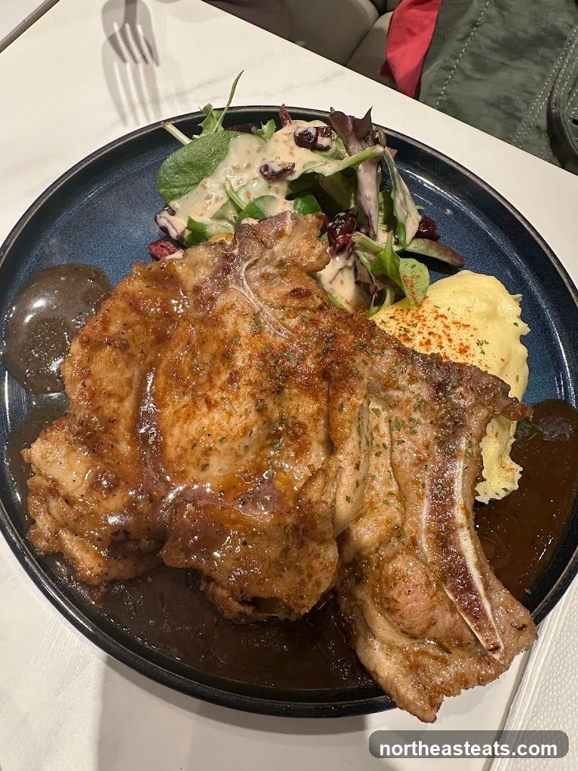 Pork Chops with Mashed Potatoes and Salad