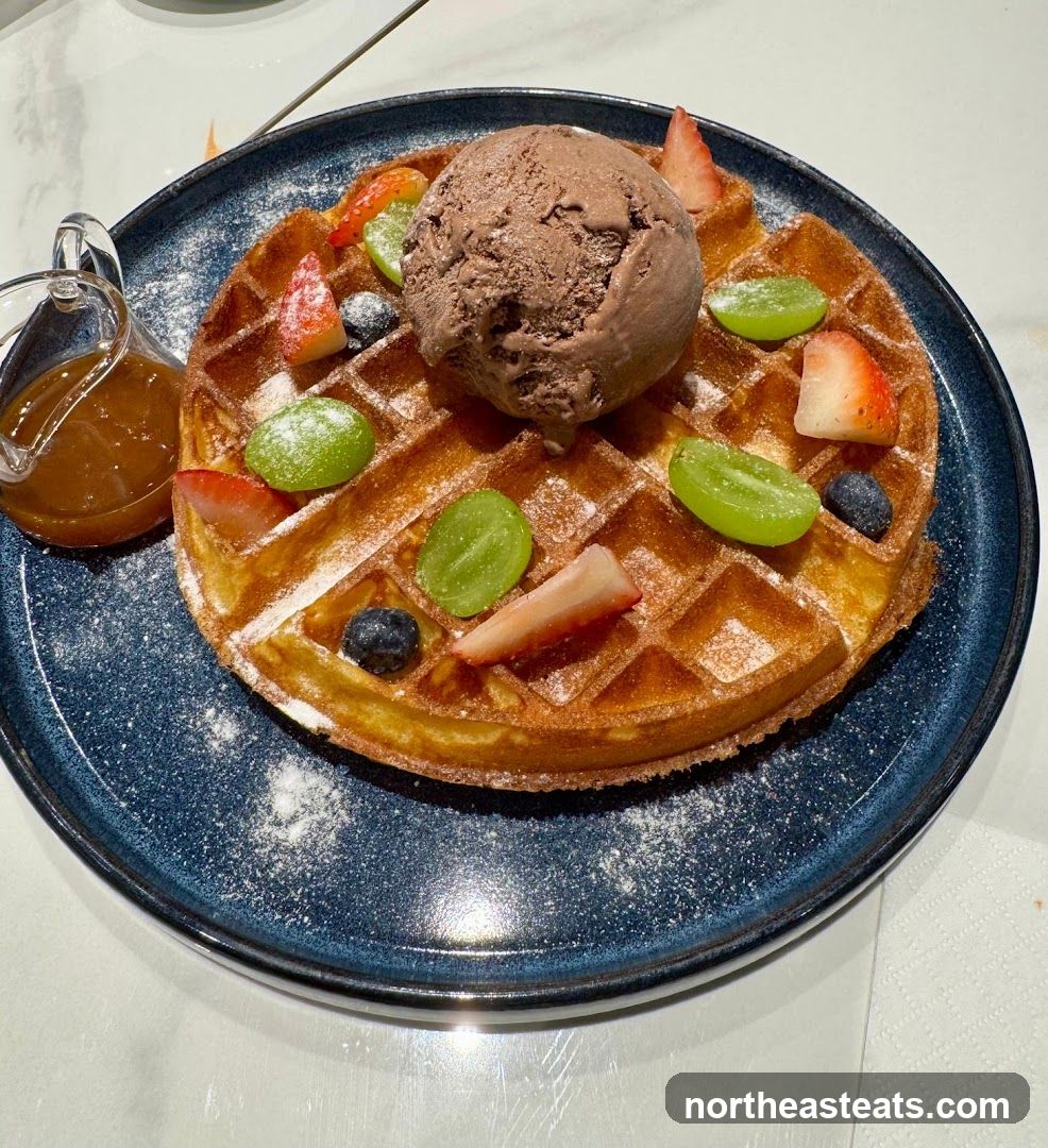 Waffle with Ice Cream and Fruit