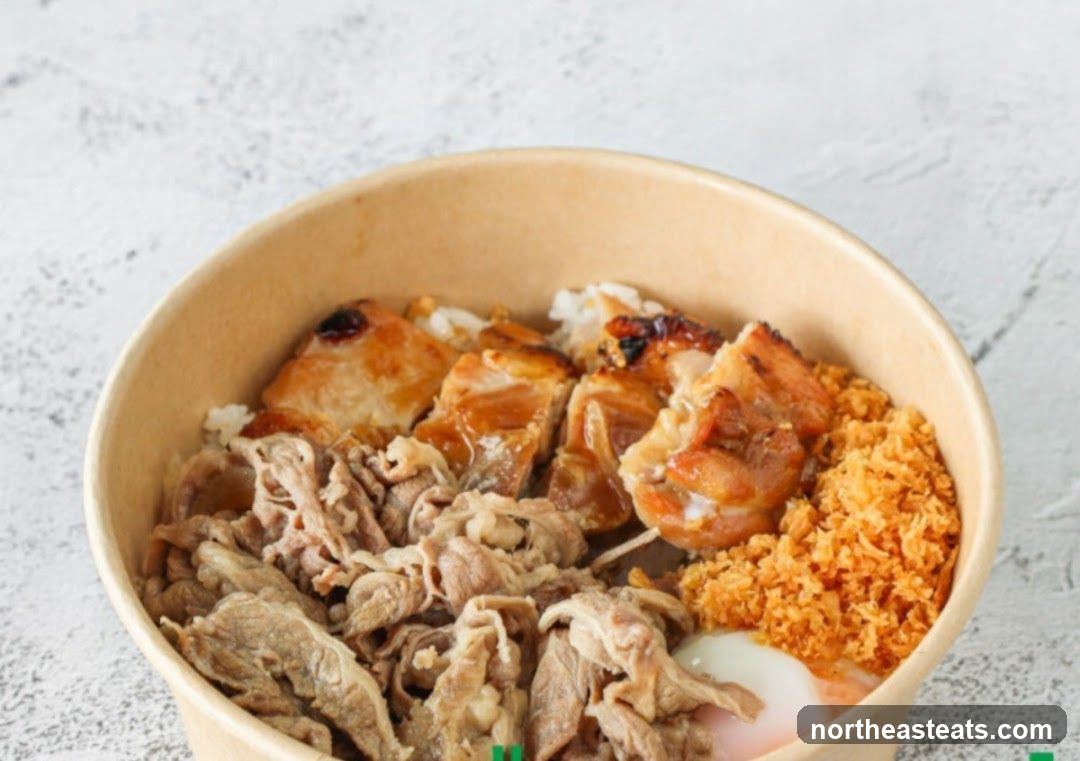 Donburi with Chicken and Beef