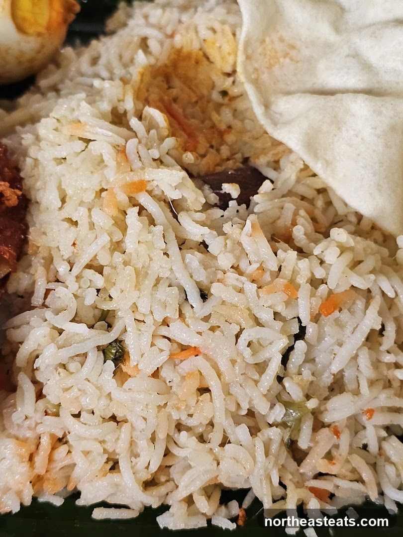 Biryani with Egg and Papadum