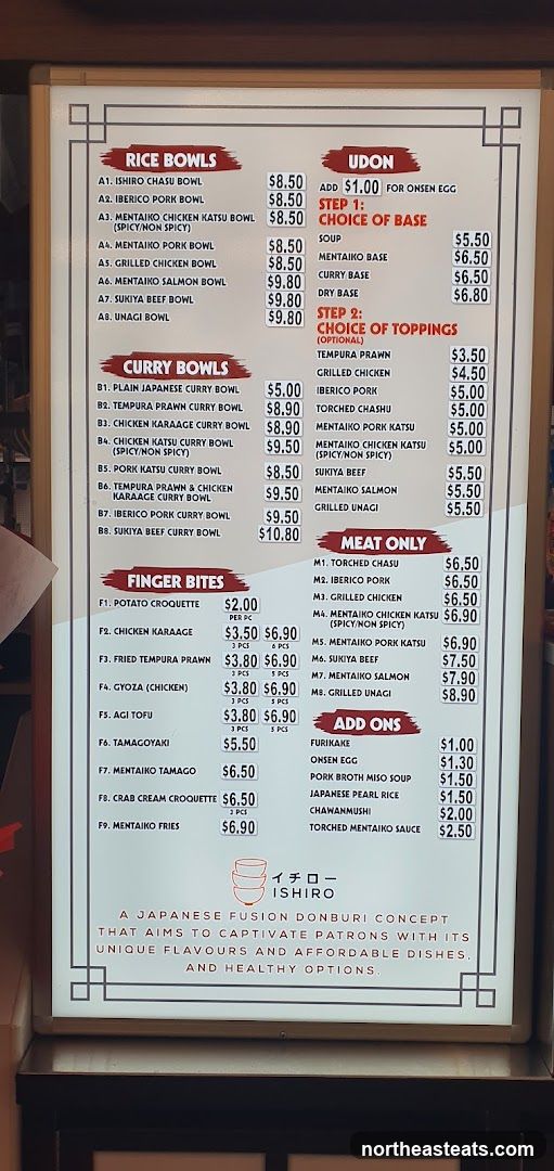 ISHIRO Menu