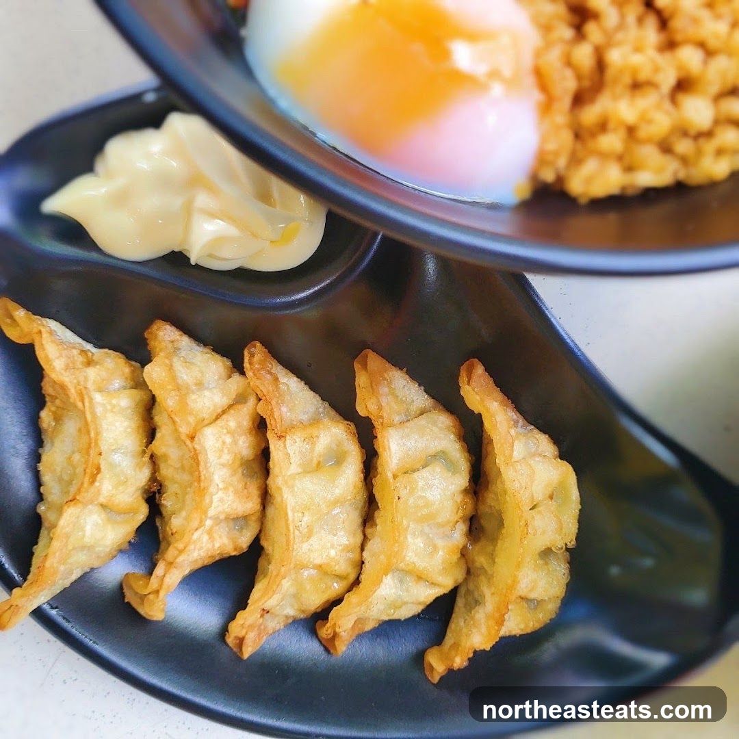 Fried Dumplings with Egg and Rice