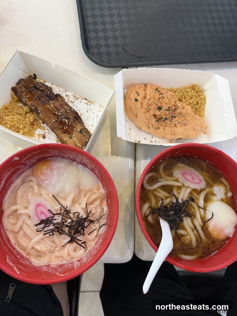 Japanese Udon Noodles and Side Dishes