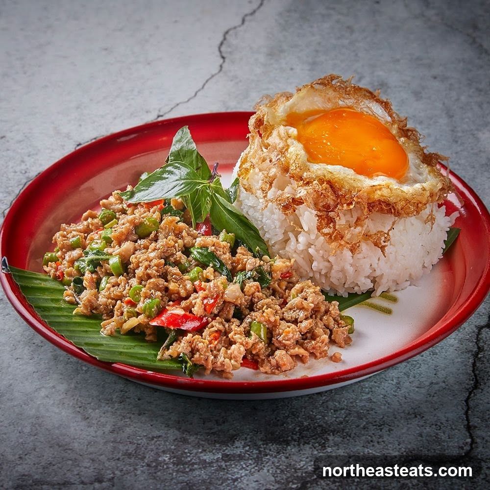Minced Meat with Basil and Fried Egg