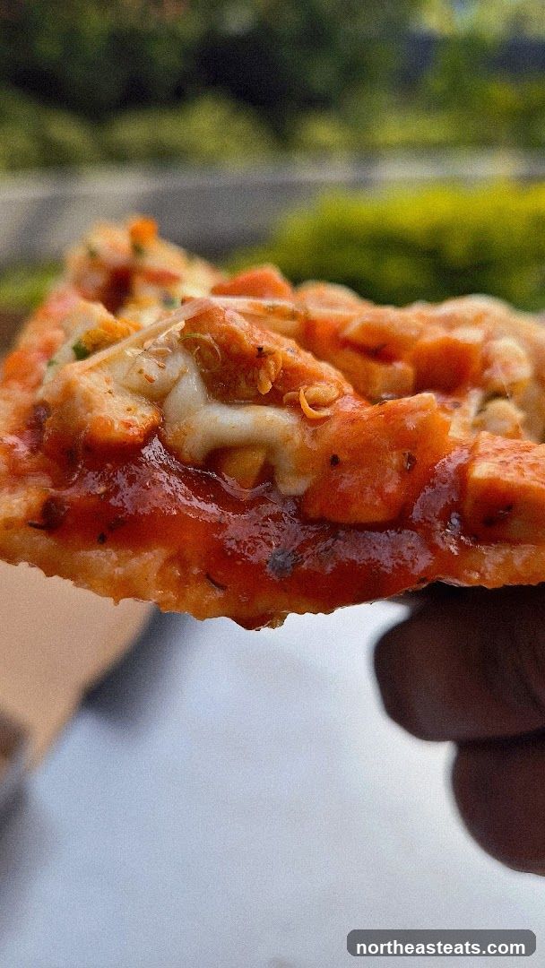 Close-up of a slice of pizza
