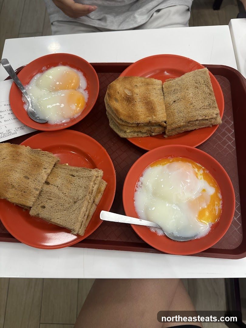 Soft-boiled eggs and toast