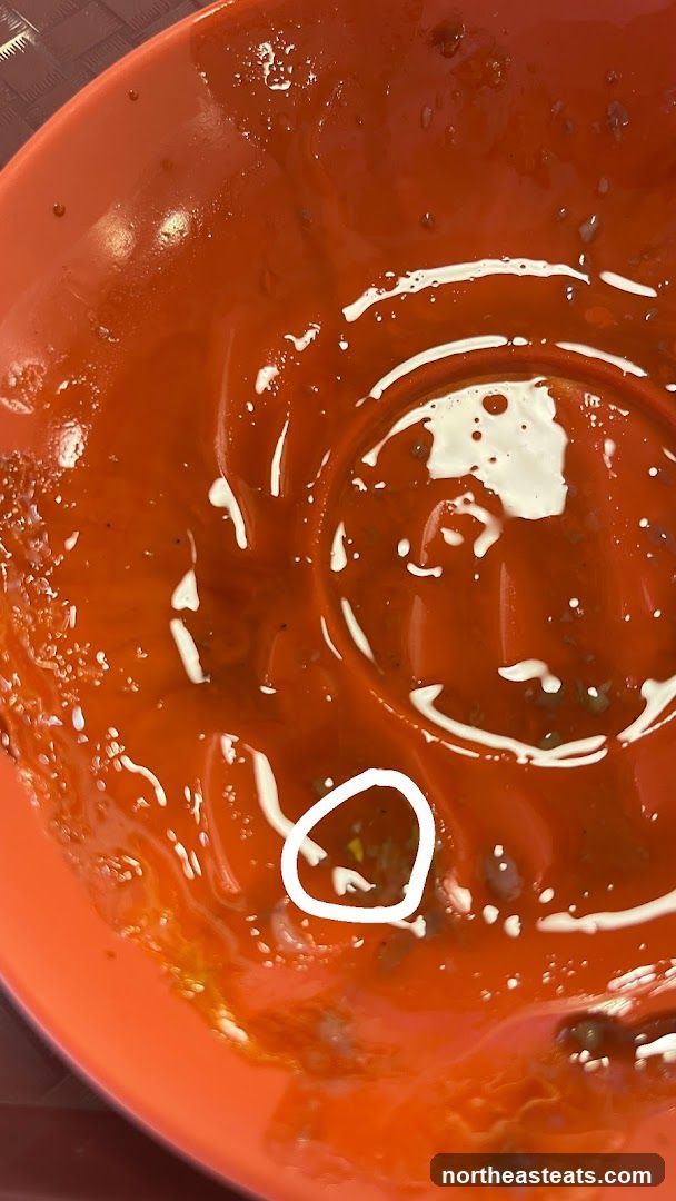 Close-up of a red sauce in a bowl