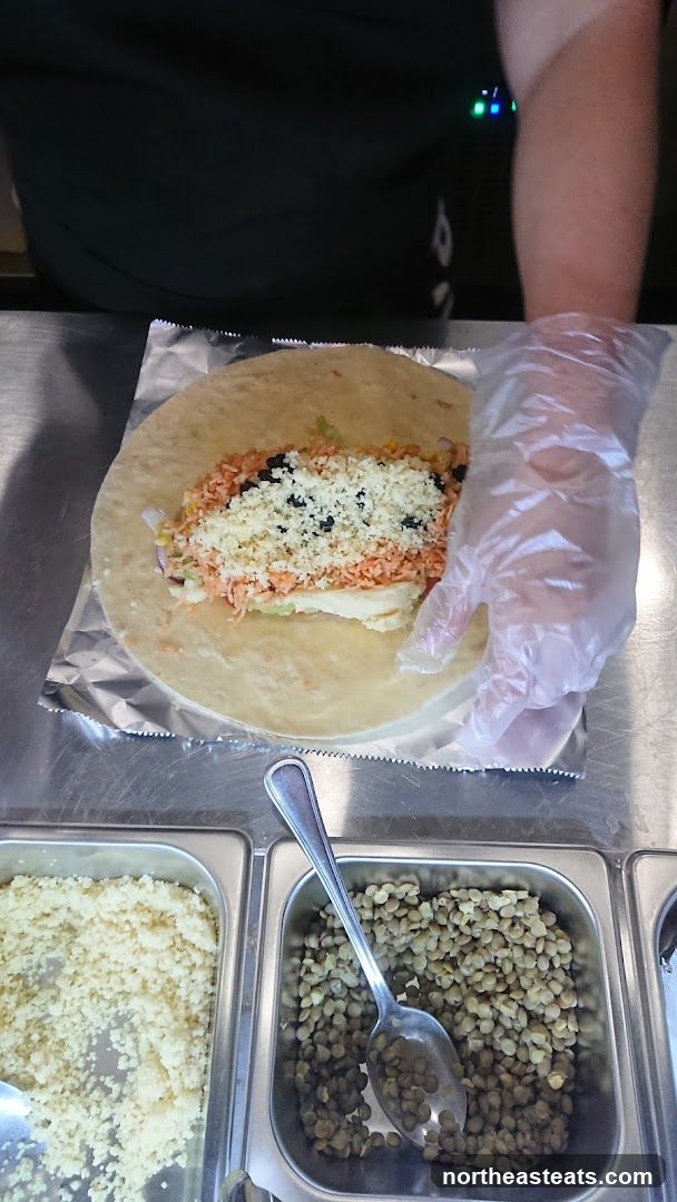 Burrito being prepared