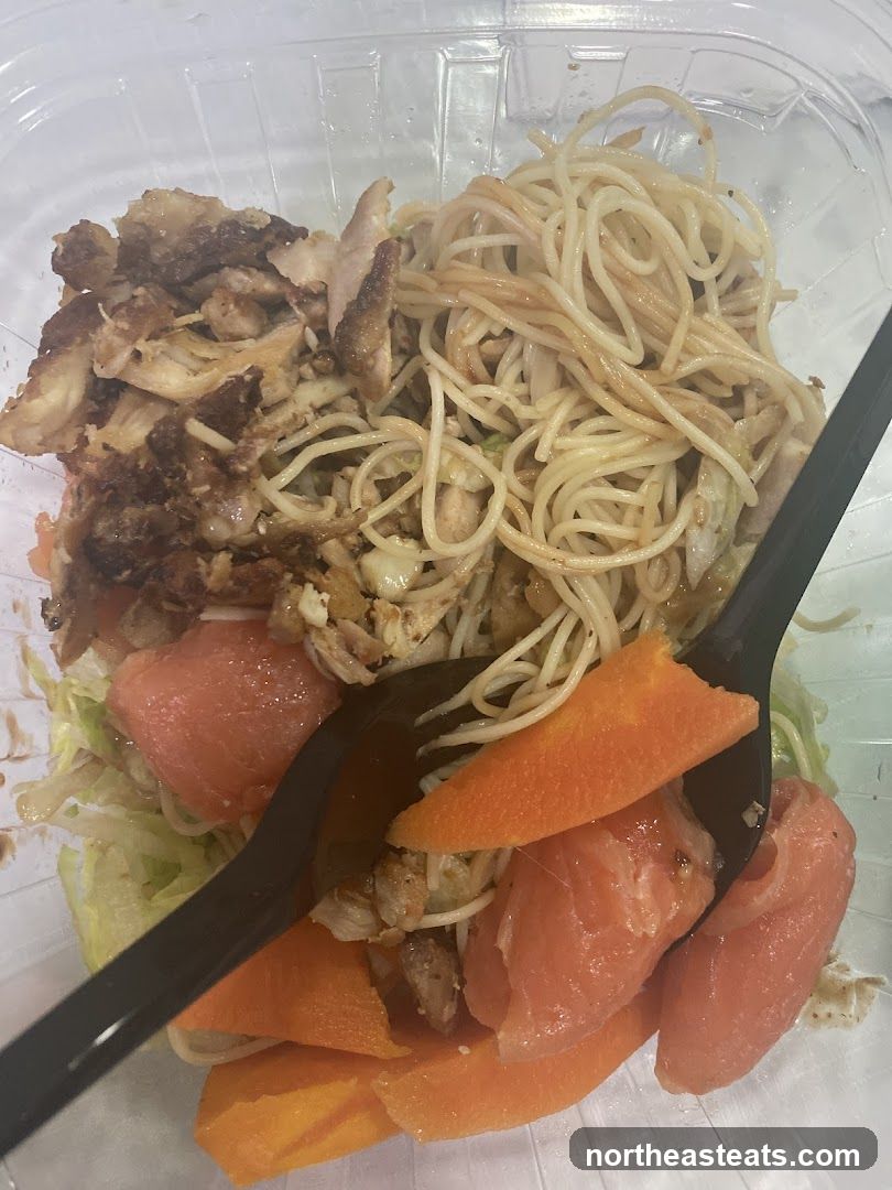 Salad with Noodles and Salmon