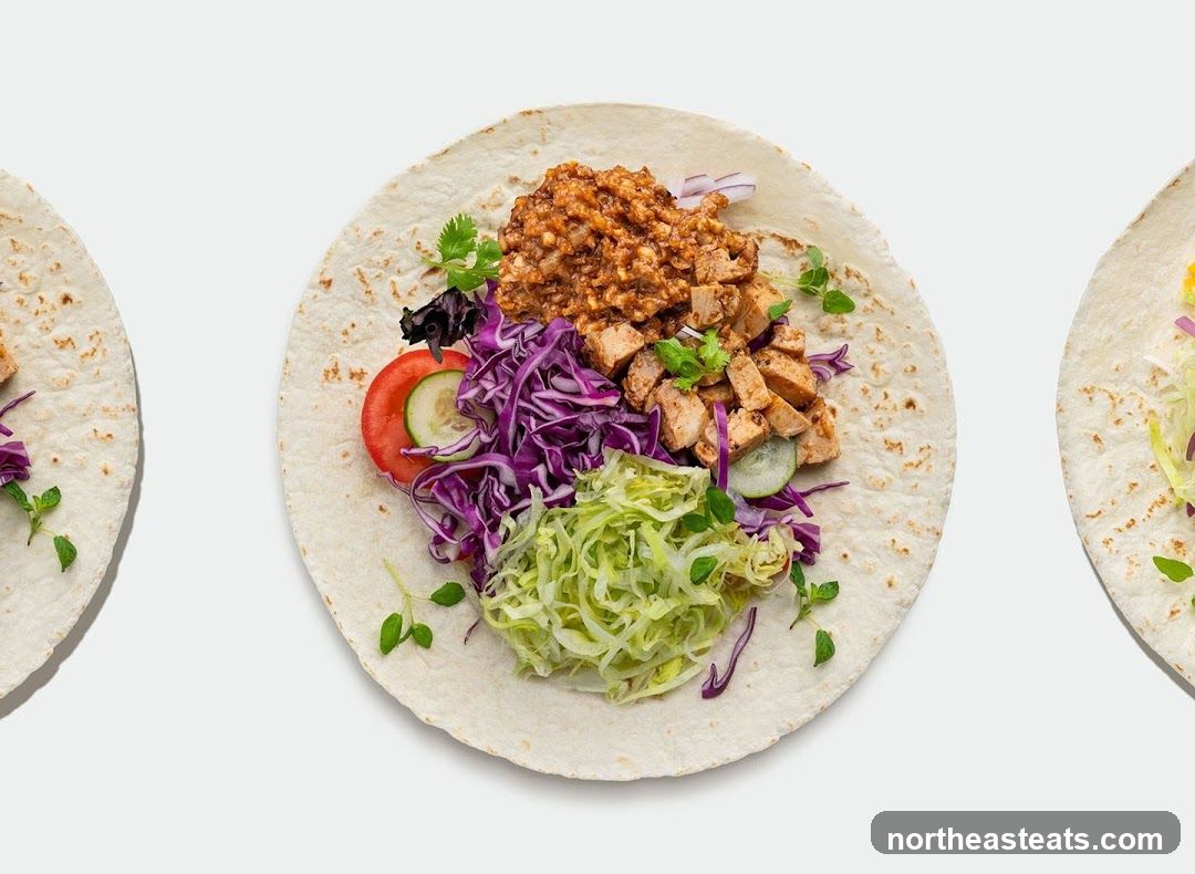 Three wraps with fillings