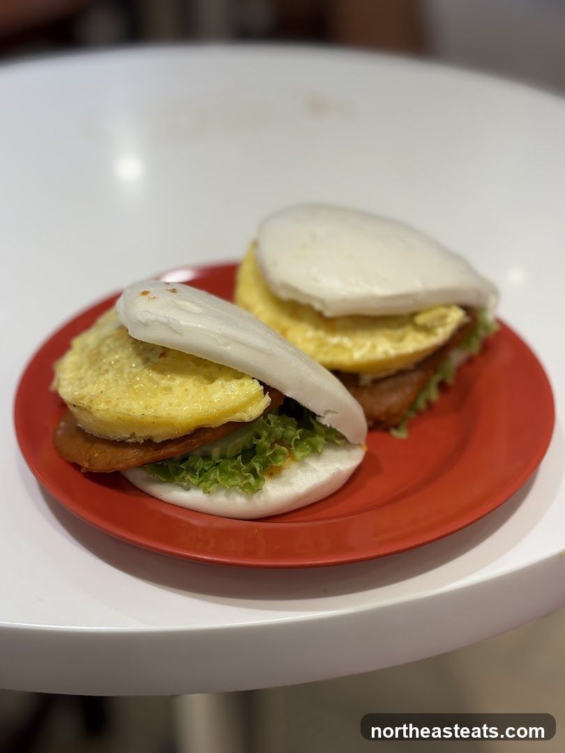 Two Bao Buns with Egg and Lettuce