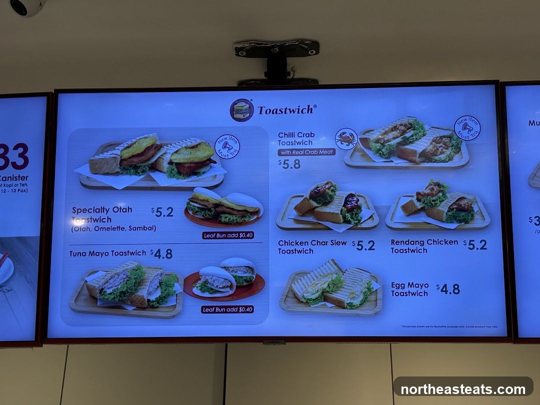 Toastwich Menu