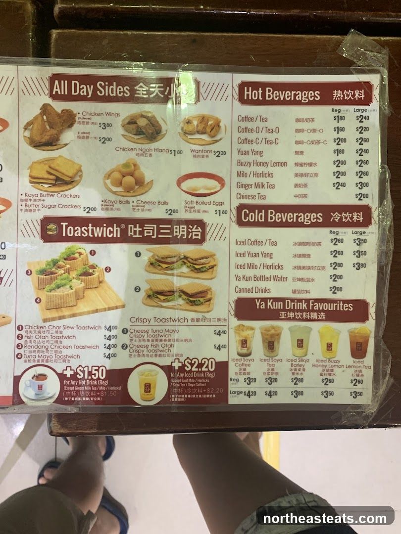 Ya Kun Kaya Toast Menu