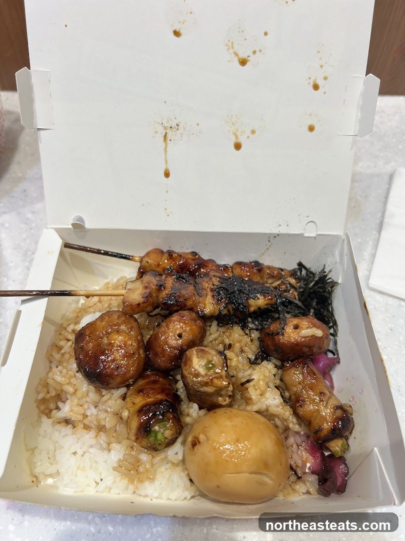 Bento Box with Skewers and Rice