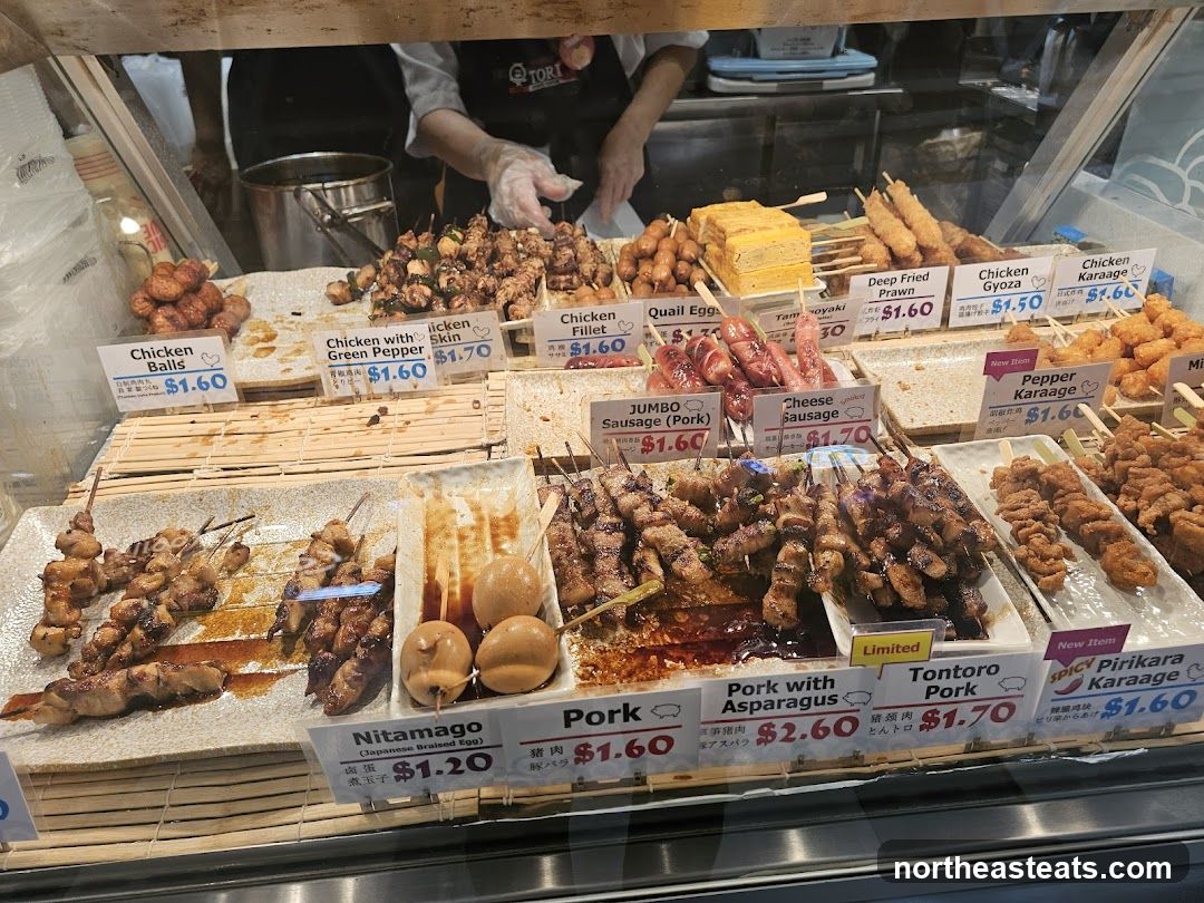 Assortment of Skewers and Fried Foods