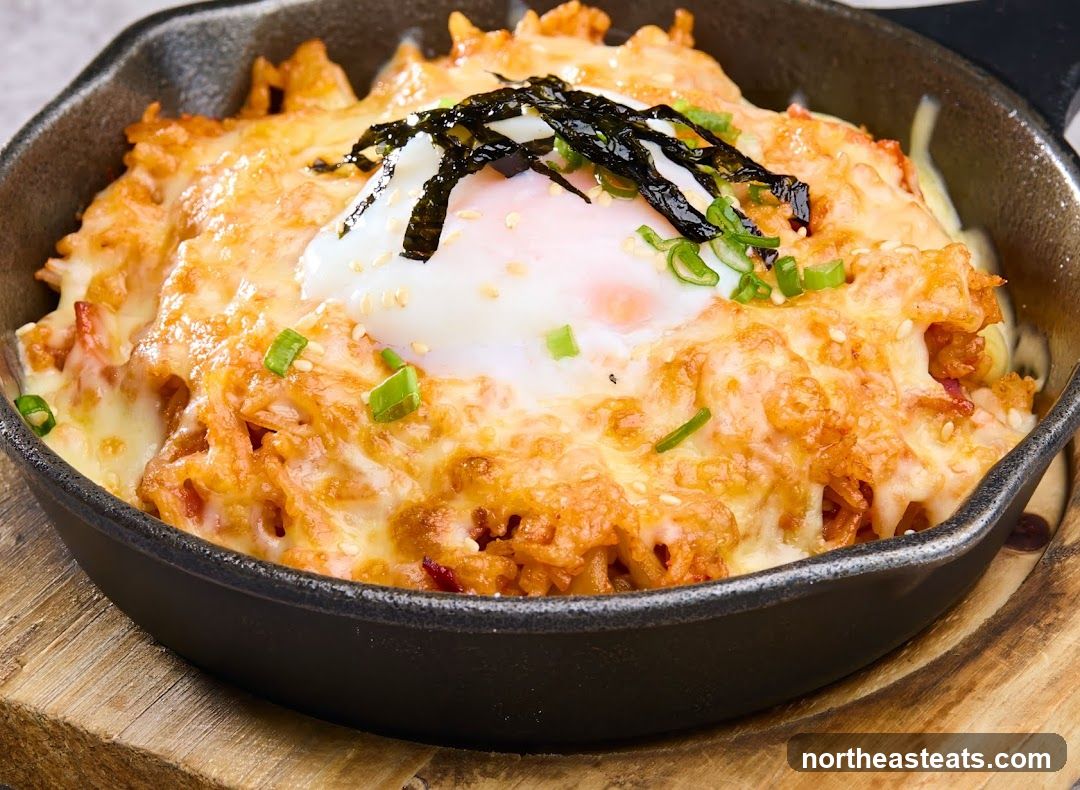Kimchi Fried Rice with Egg and Cheese