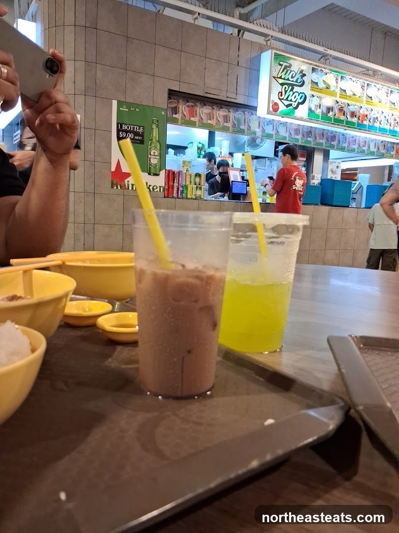 Food court drinks and food