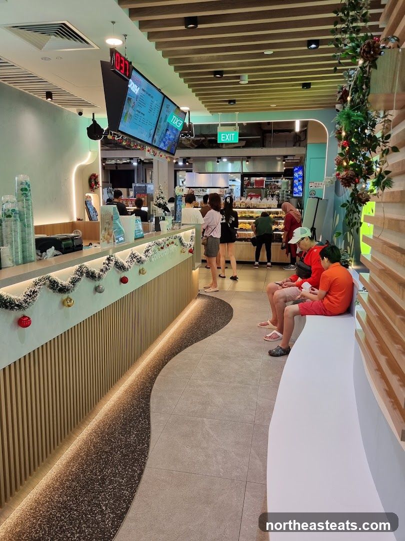 Interior of a cafe with customers