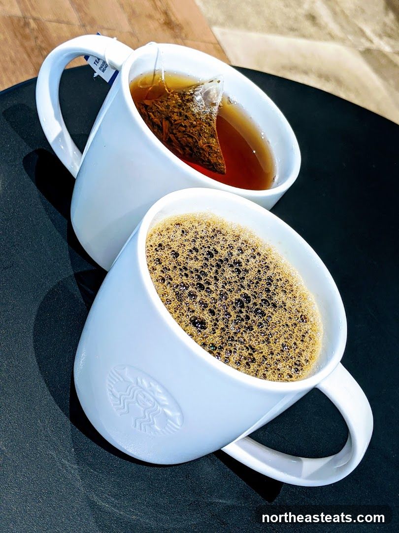 Two Mugs of Beverages