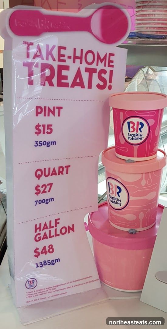 Baskin Robbins Take-Home Treats Pricing