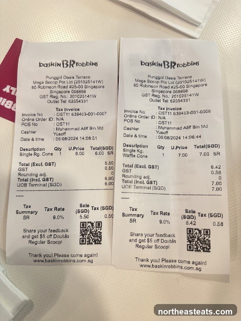 Baskin Robbins Receipts