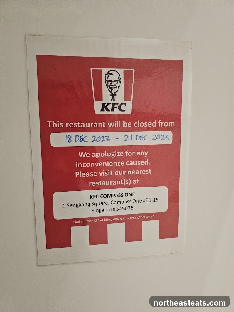 KFC Restaurant Closure Notice
