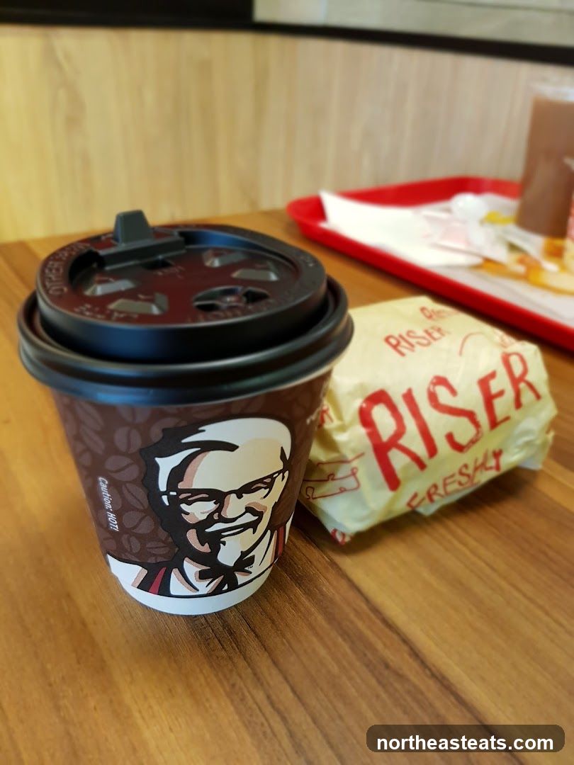 KFC coffee cup and sandwich