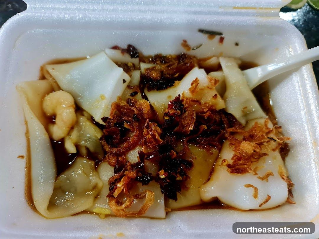 Steamed Rice Rolls with Shrimp and Fried Shallots